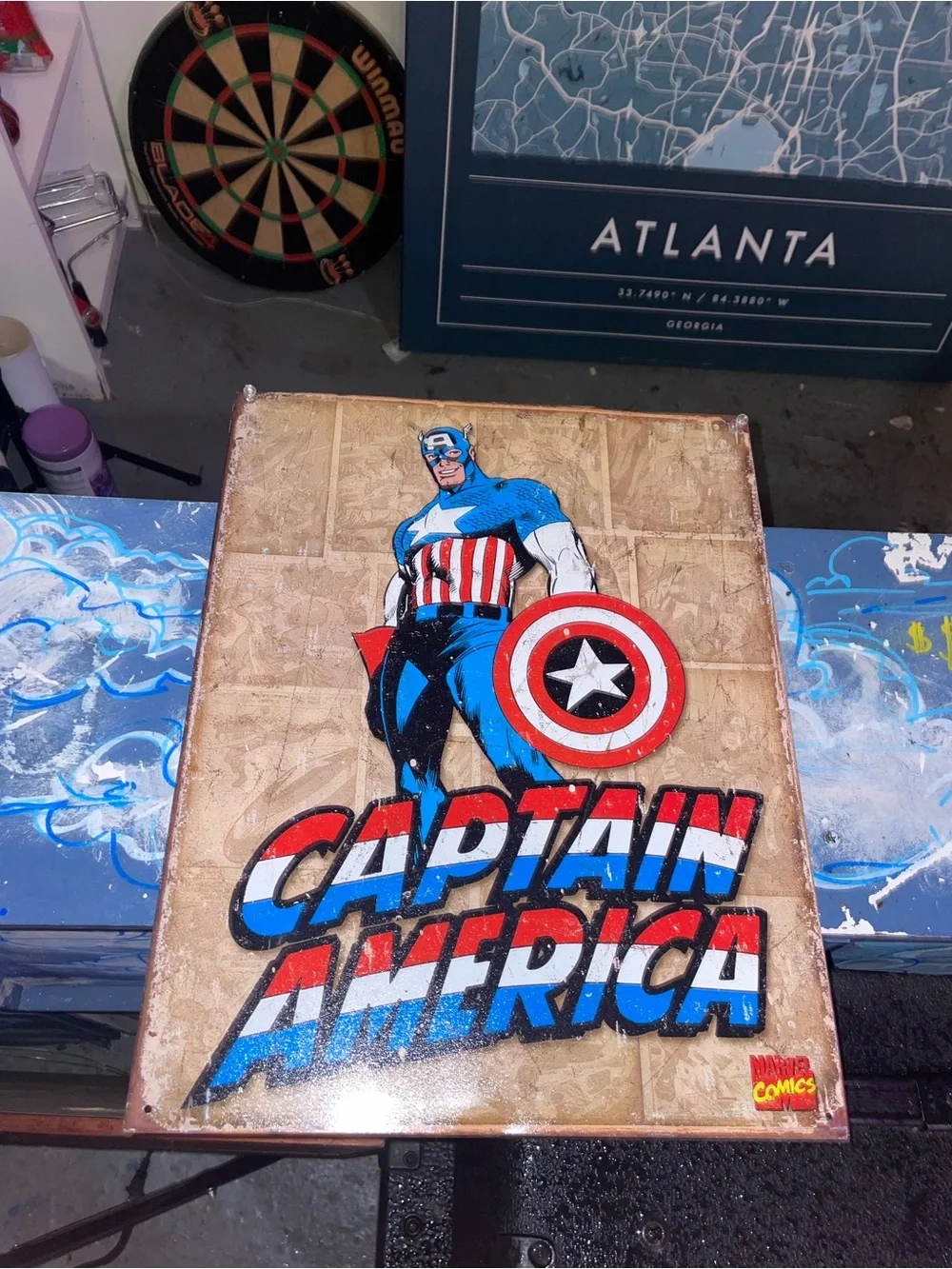 Marvel Captain America Vintage Comic Wall Art - Red, White, Blue